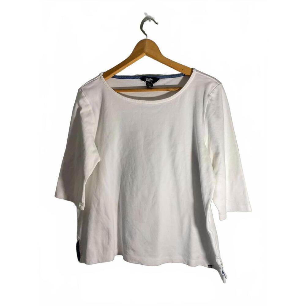 Lands' End Women's White 3/4 Sleeve Top Size XL